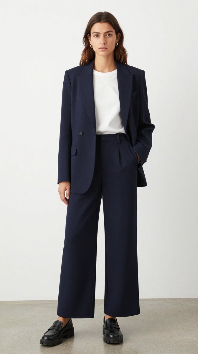 Blazer + Wide-Leg Trousers + Chunky Loafers