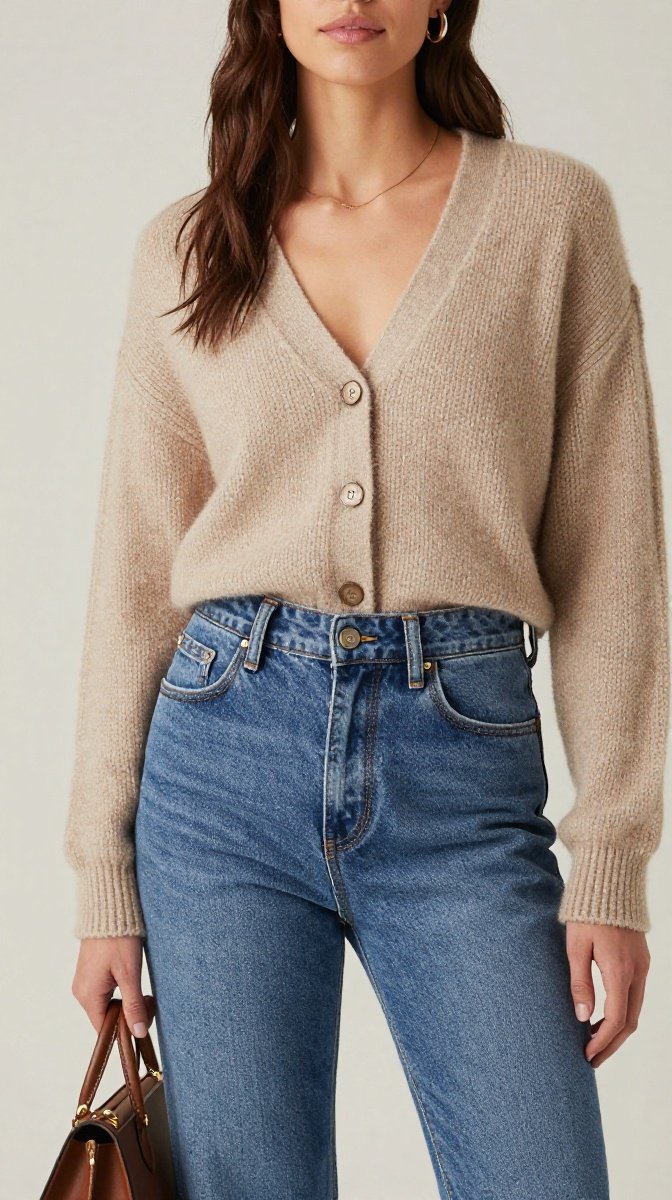 Cashmere Cardigan + High-Waisted Jeans