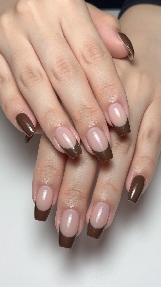 Chocolate Brown French Tips