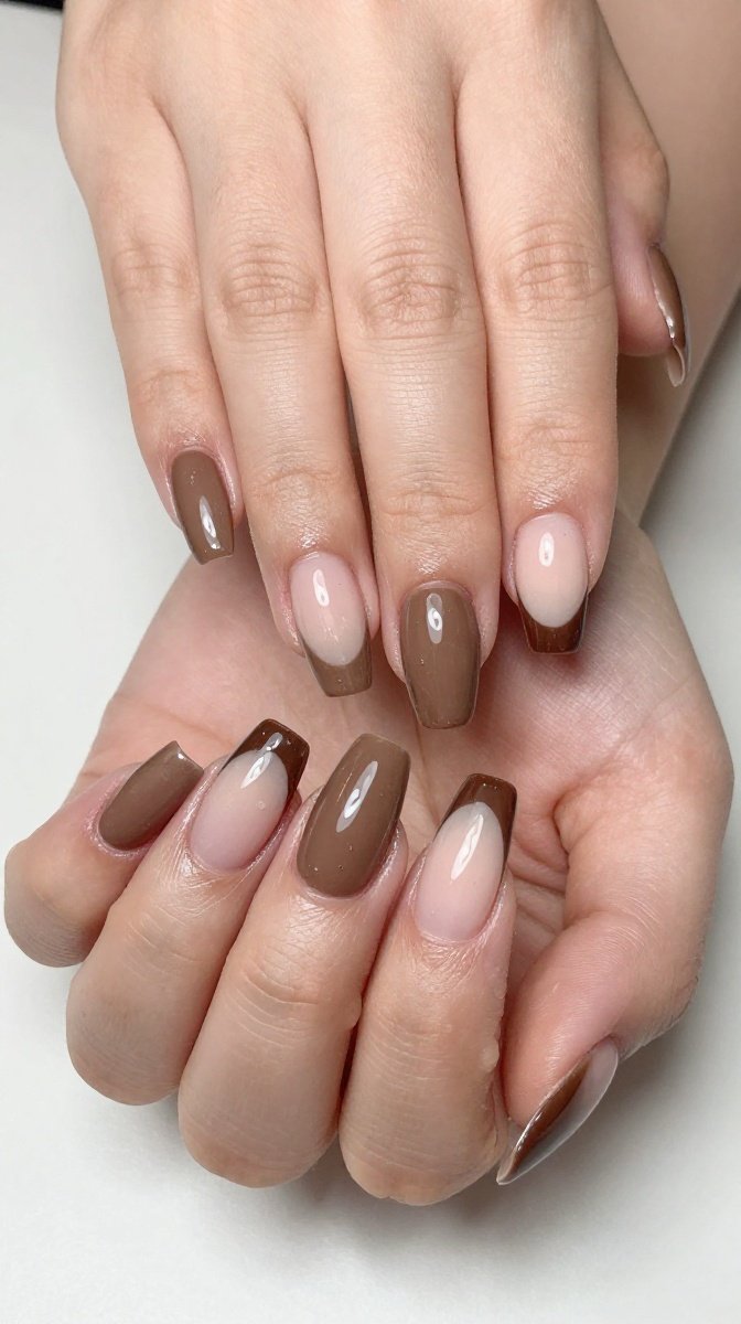 Chocolate Brown French Tips 