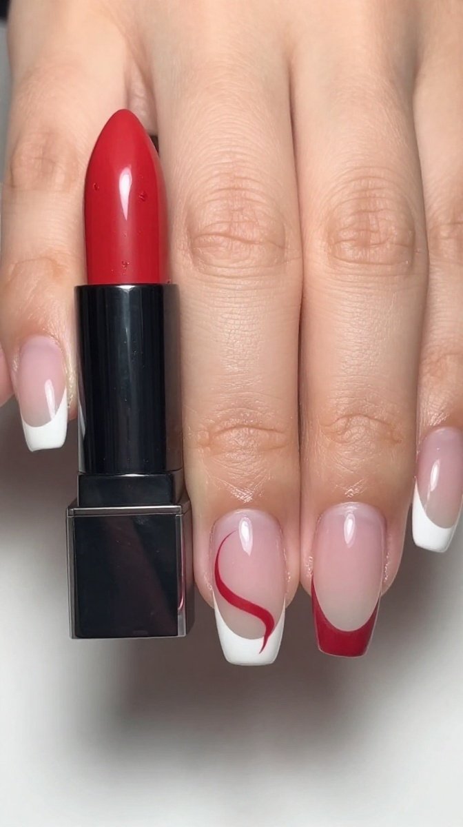 Chrome French Tip with a Bold Swirl – Fun & Feminine