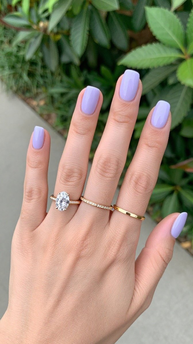 Chrome Round Nails in a Soft Lavender Haze
