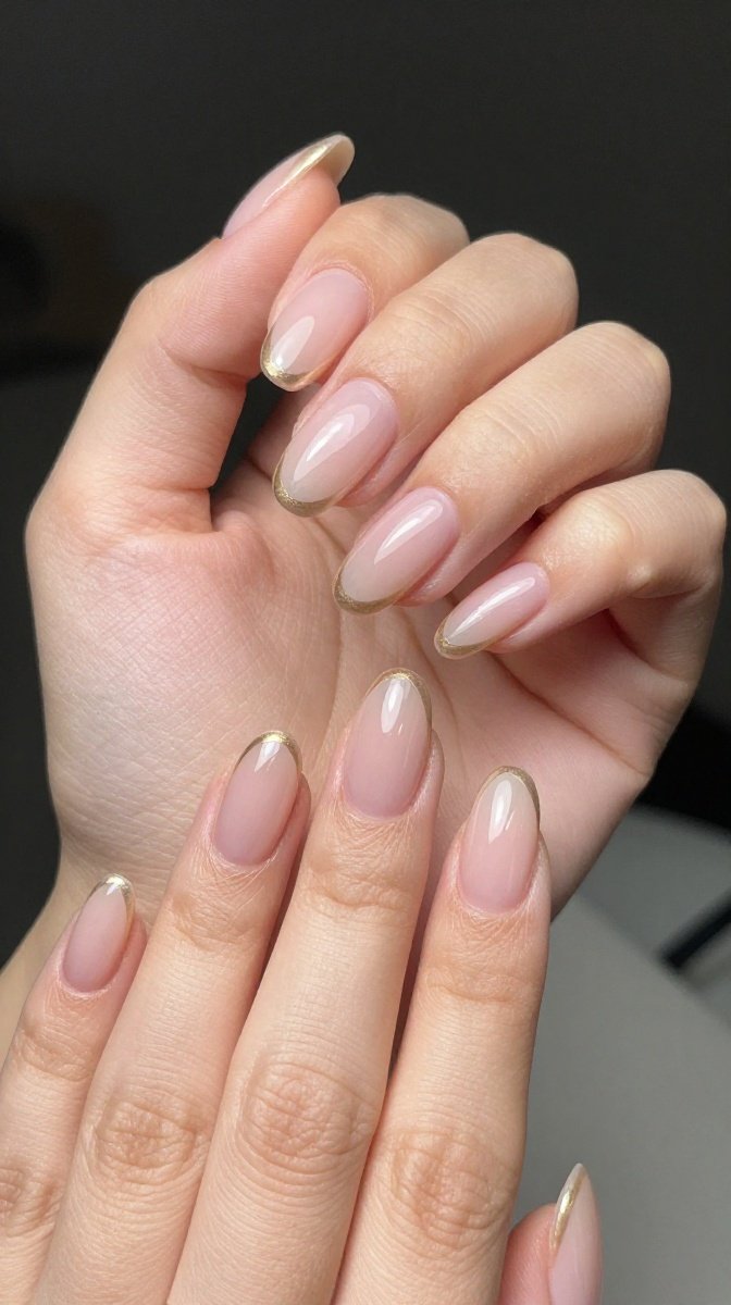 Classic Glossy Almond French Nails