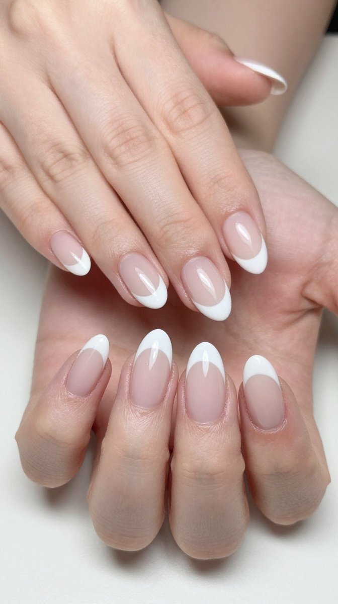 Classic White French Oval Tips