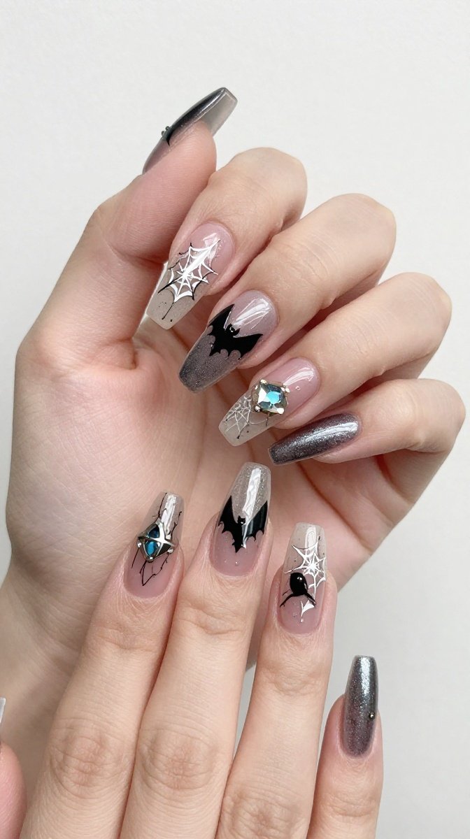 Crystal Bats & Cobweb Accents