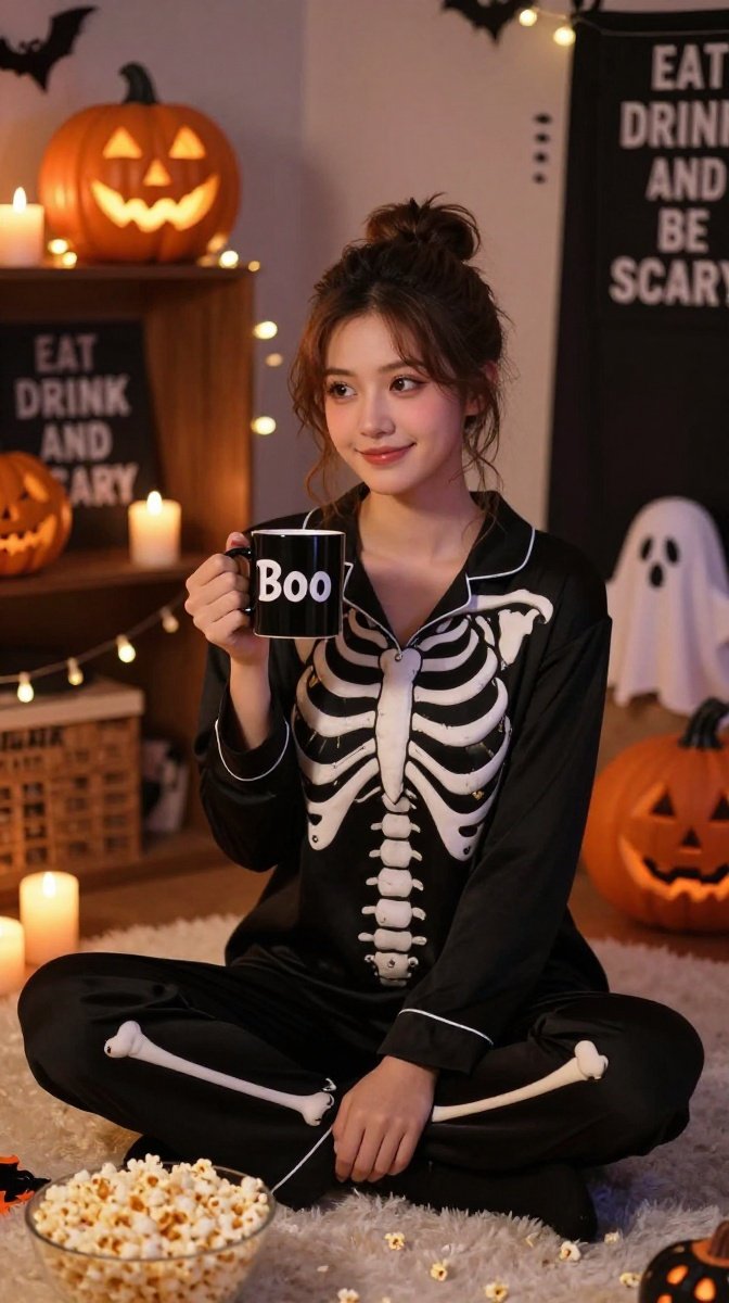 Cute Skeleton Bodysuit + Chunky Cardigan