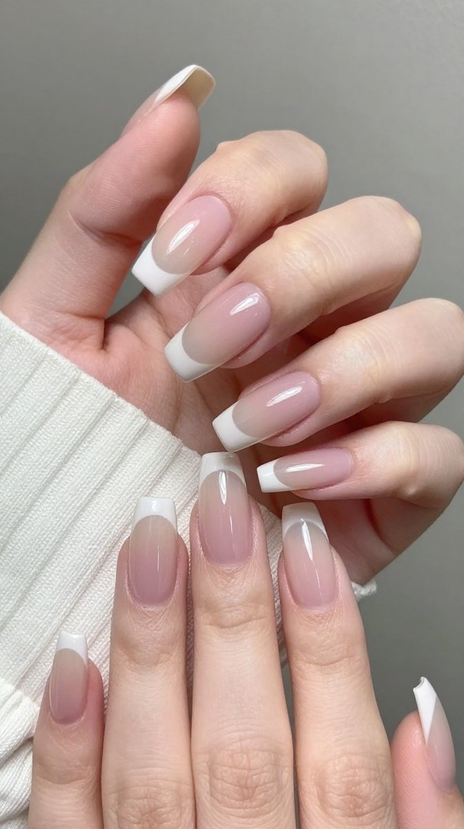 Foggy Micro French Tips nails