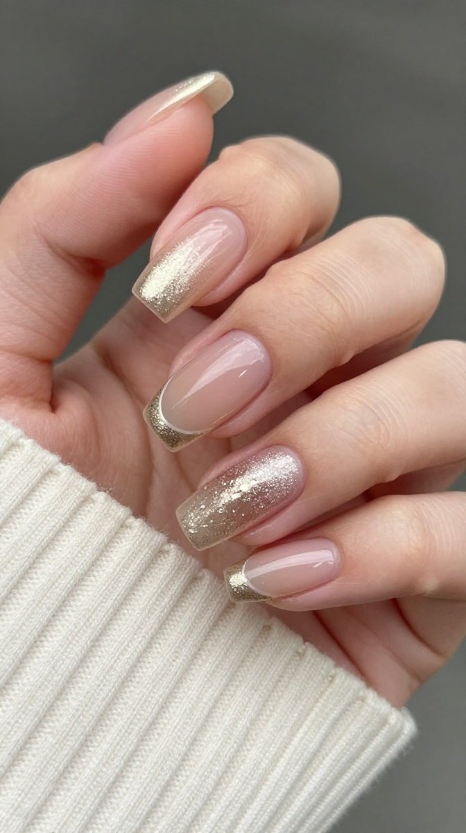 Champagne Gold French nails
