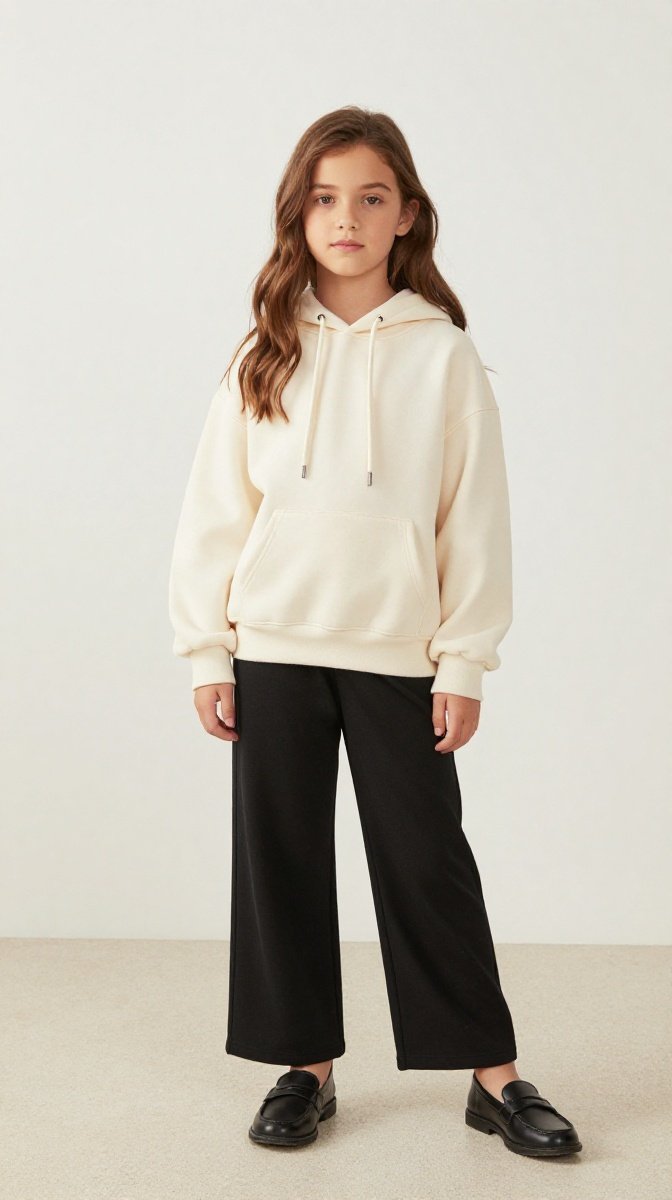 Hoodie + Wide-Leg Trousers + Loafers