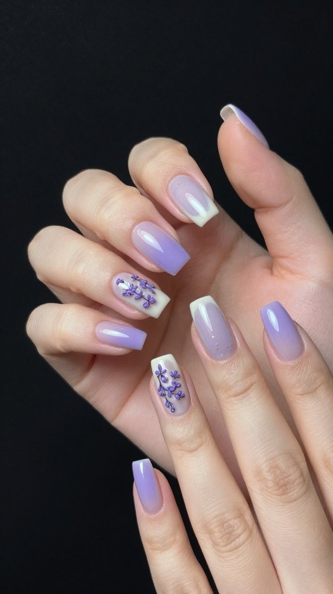 Lavender Milk Glazed Donut Coffin Nails