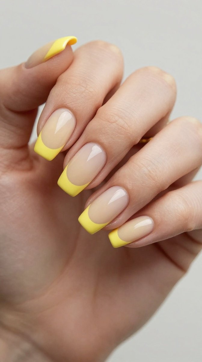 Lemon Yellow French Tips