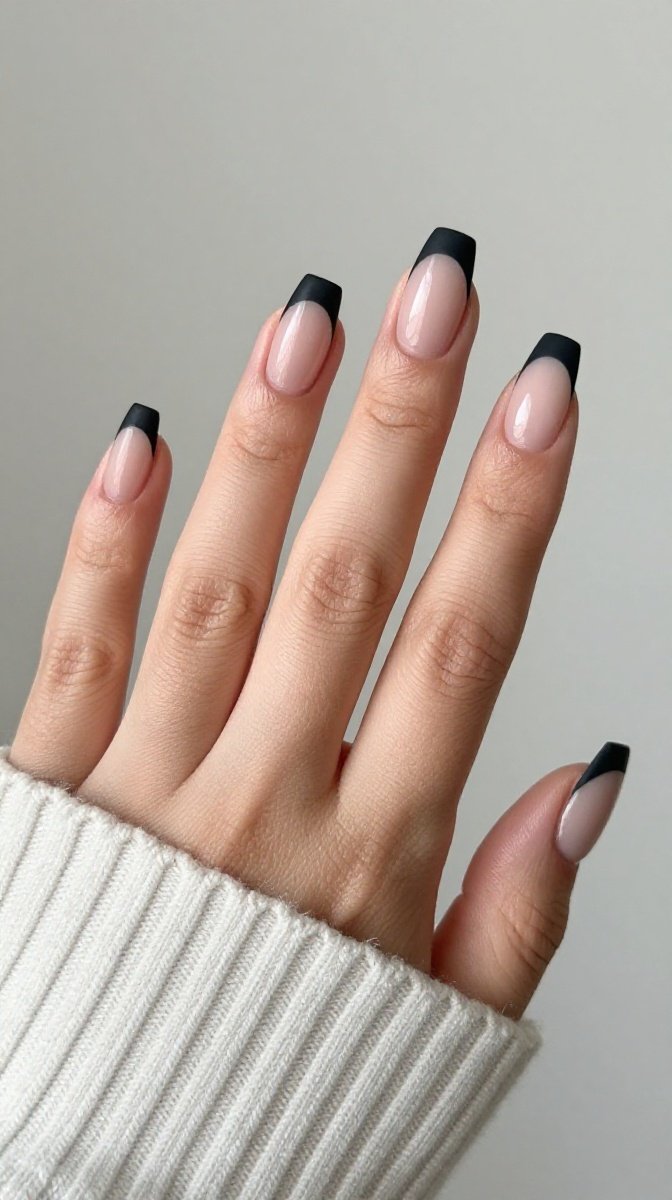 Matte Black Double French Tips – Your New Everyday Uniform