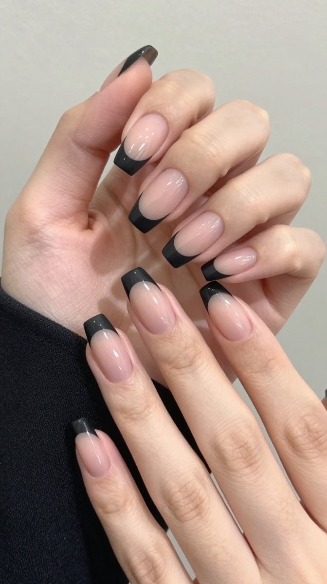 Matte Black French Tips 