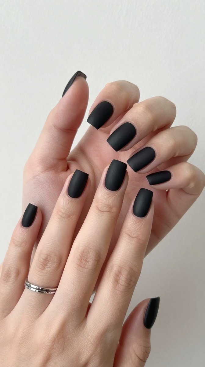 Matte Black Square Nails
