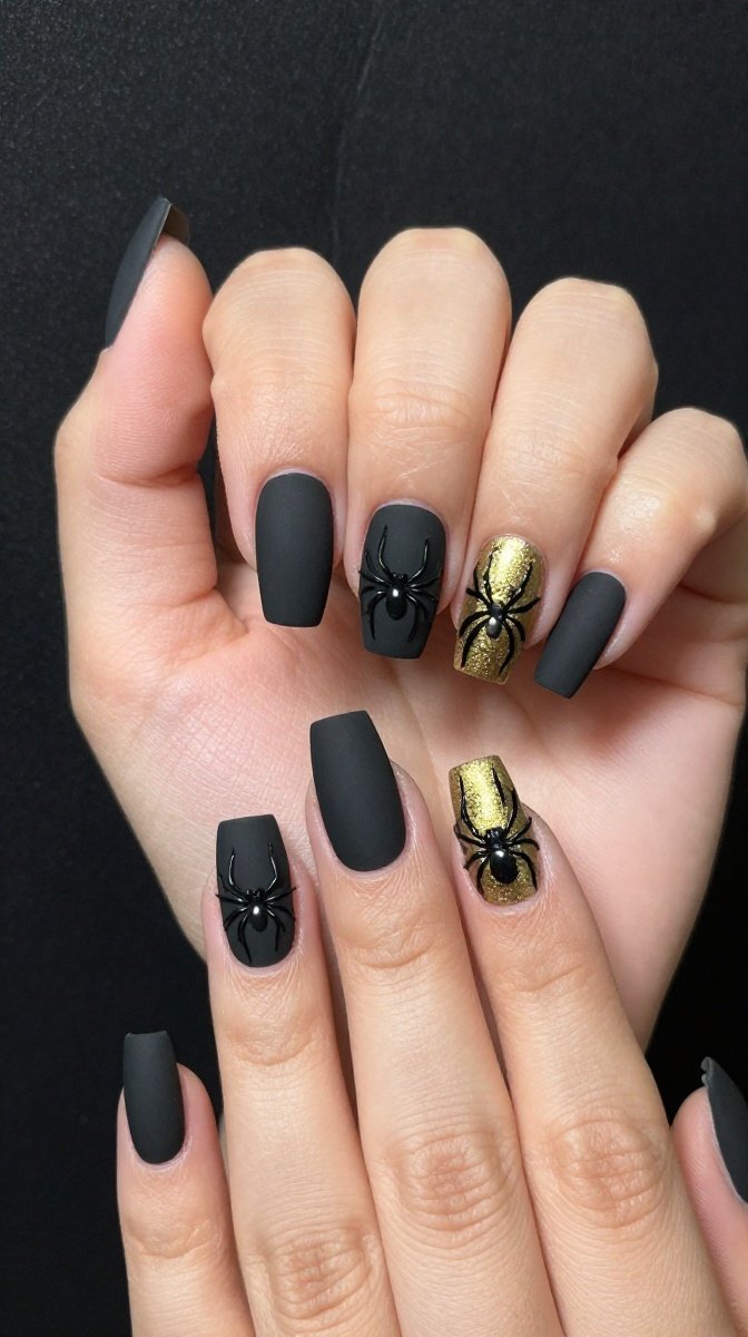 Matte Black With Tiny Spiders 