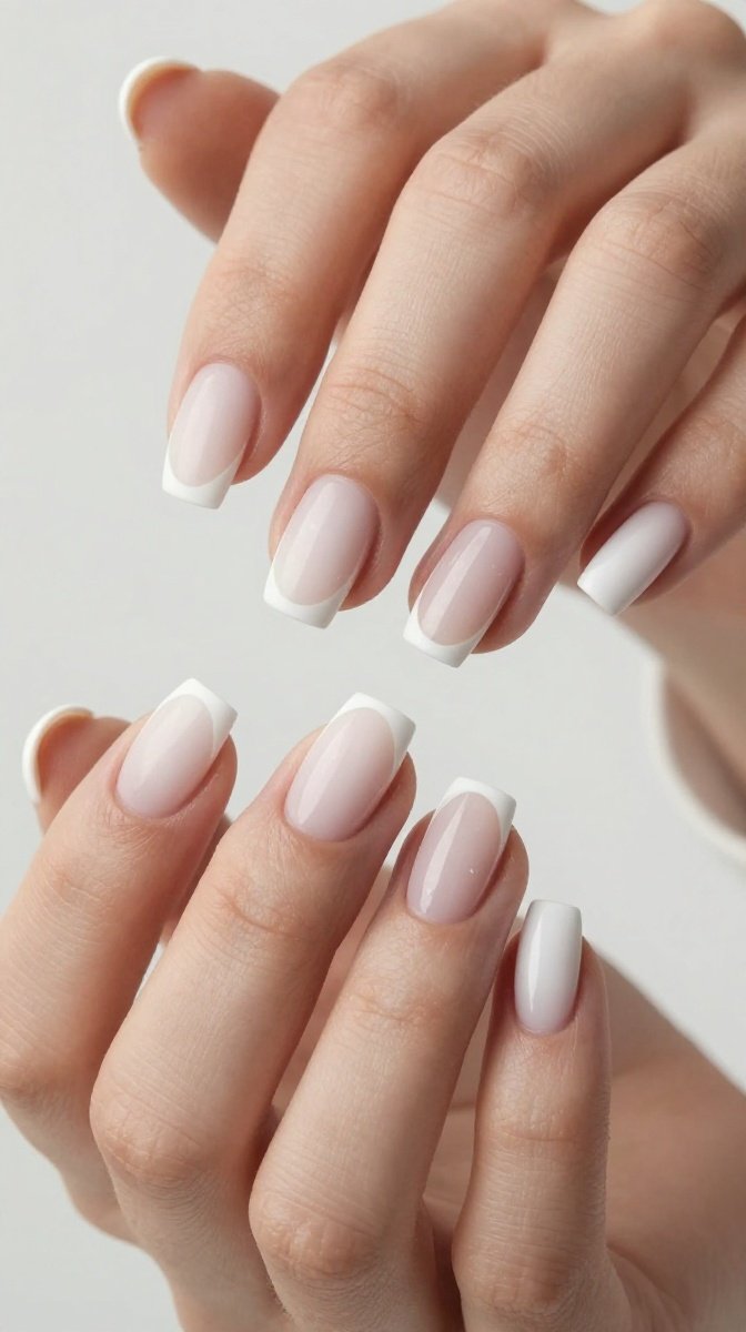 Matte White Double French Tips – Minimalist Perfection