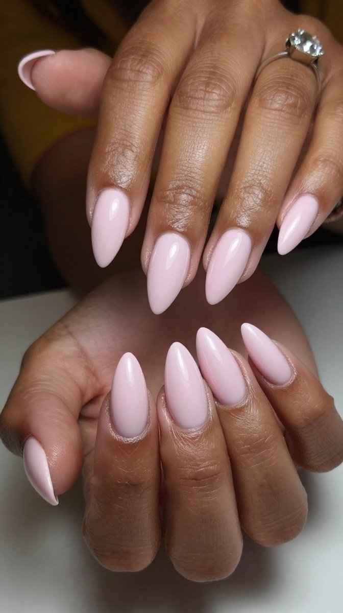Milky Glazed Almond Nails