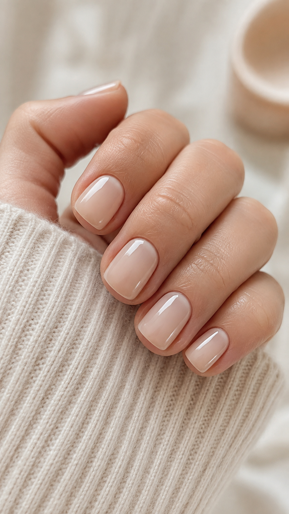 Milky Nude Short Nails