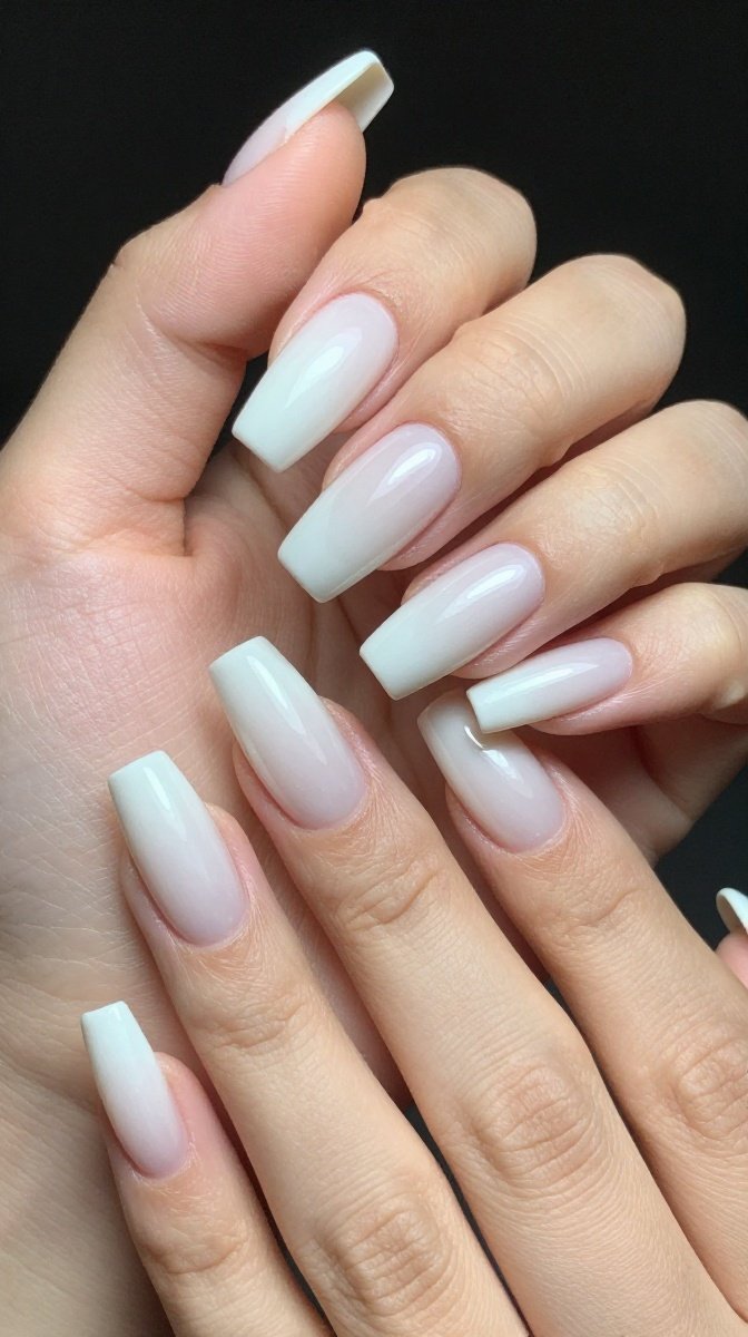 Milky White French Nails