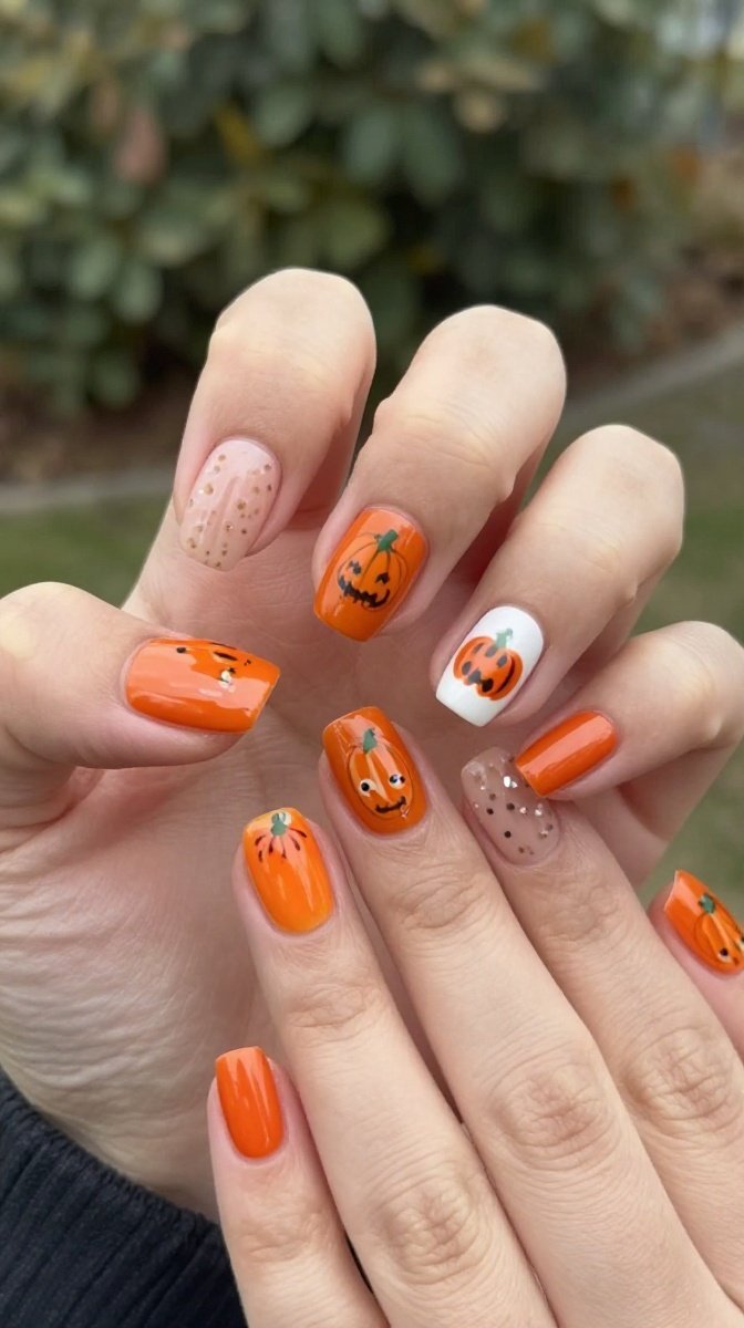Mini Pumpkin Orange with Fun Silhouette Art