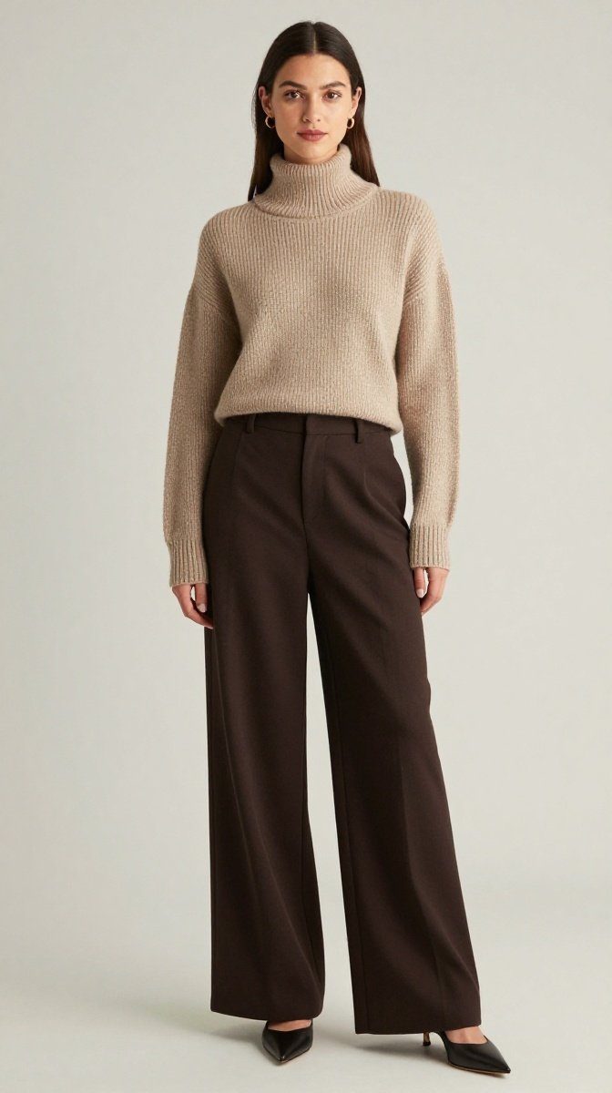 Mock-Neck Sweater + Wide-Leg Pants