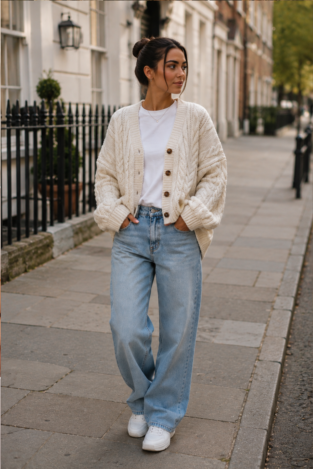 Oversized Knit Sweater + Mom Jeans