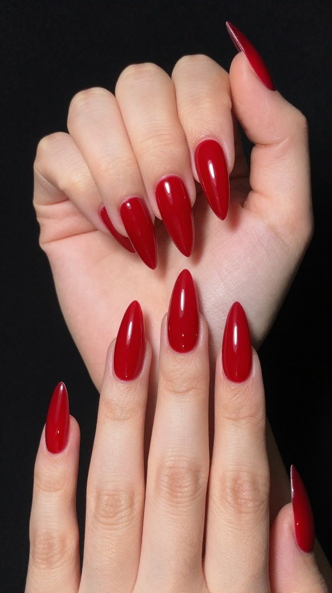Red Cherry Stiletto Nails – Old Hollywood Glam That Feels Edgy and Sharp