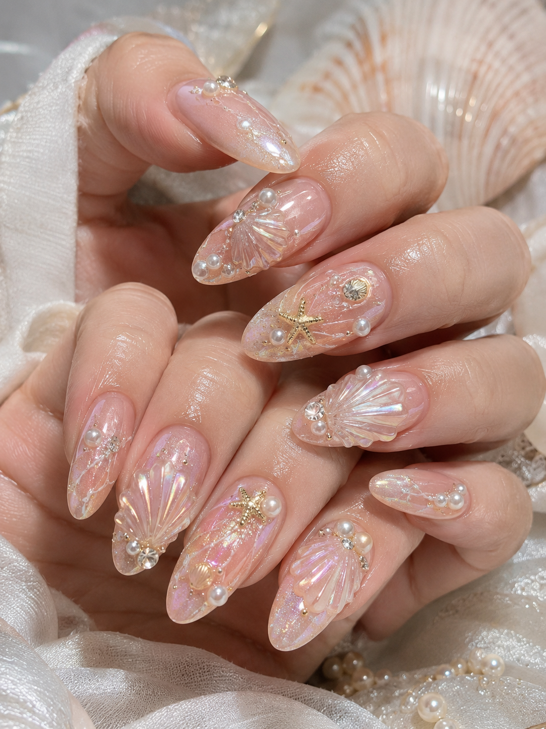 Seashell 3D Nails