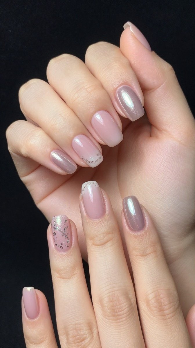 Soft Pink Chrome Nails