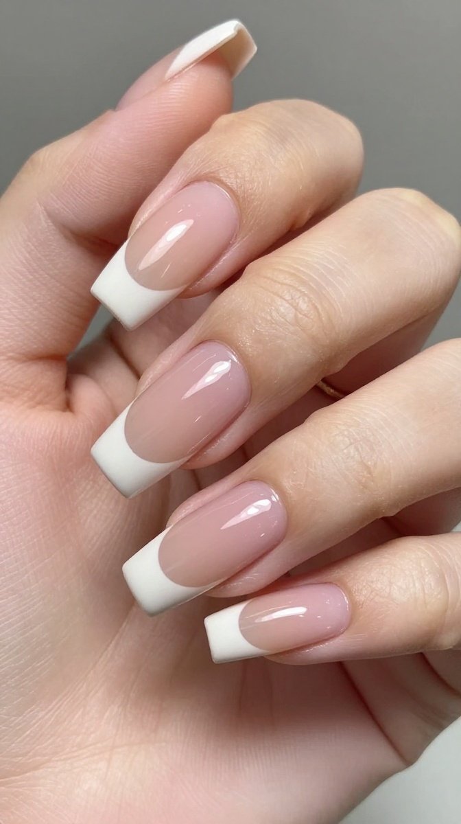 Square Tip French Nails
