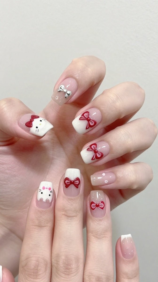 The Cute Bow Accent nails