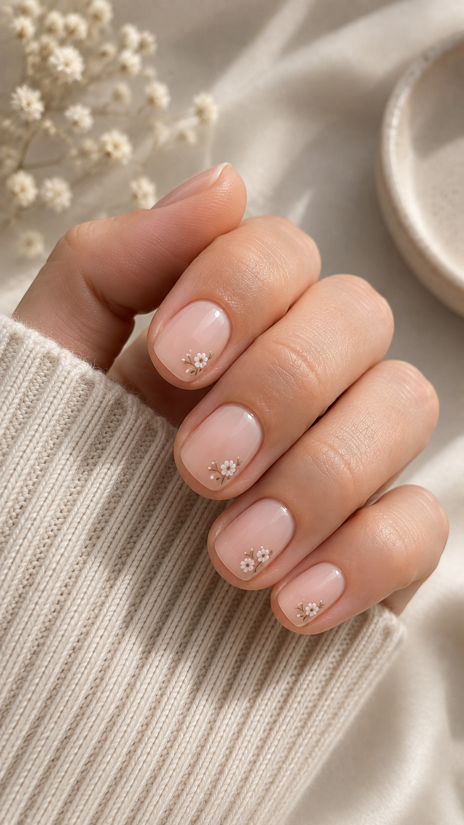 Tiny Floral Accent Nails