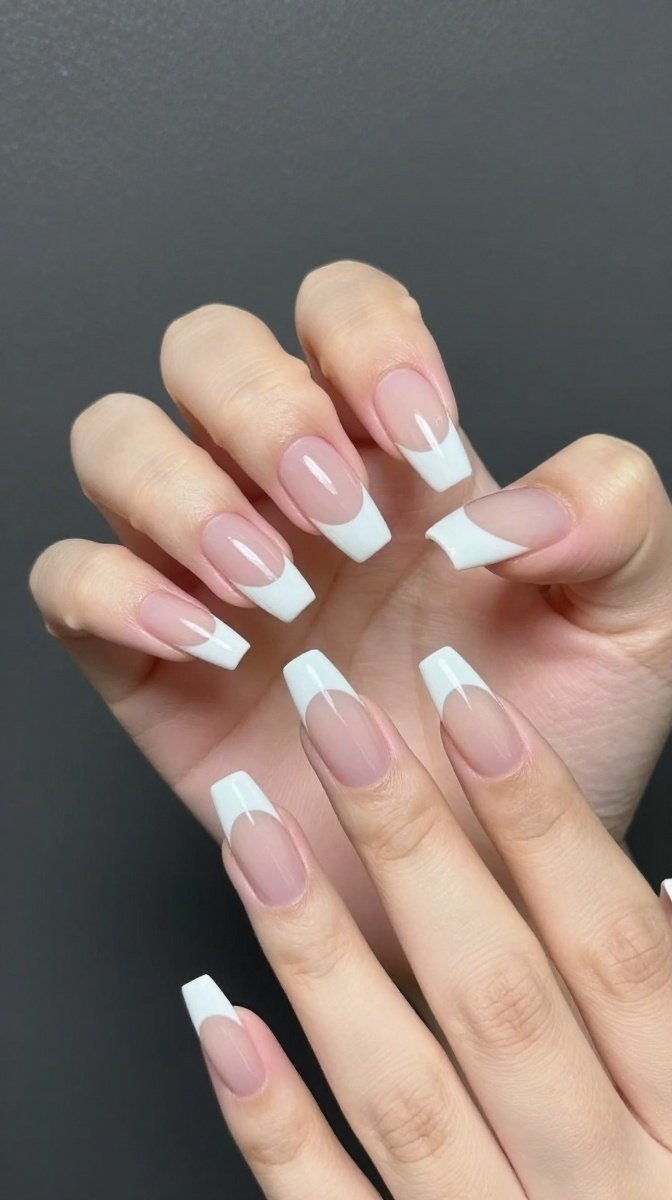 White French Nails With a Barely-There Pink Base