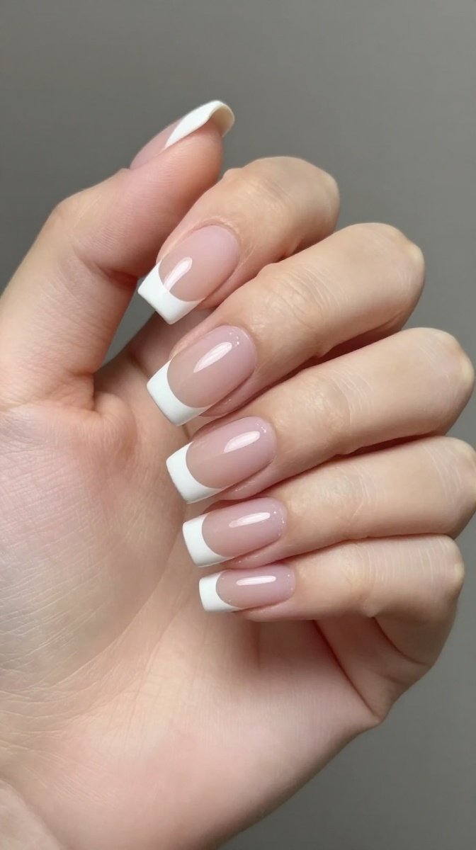 White French Tip Square Nails