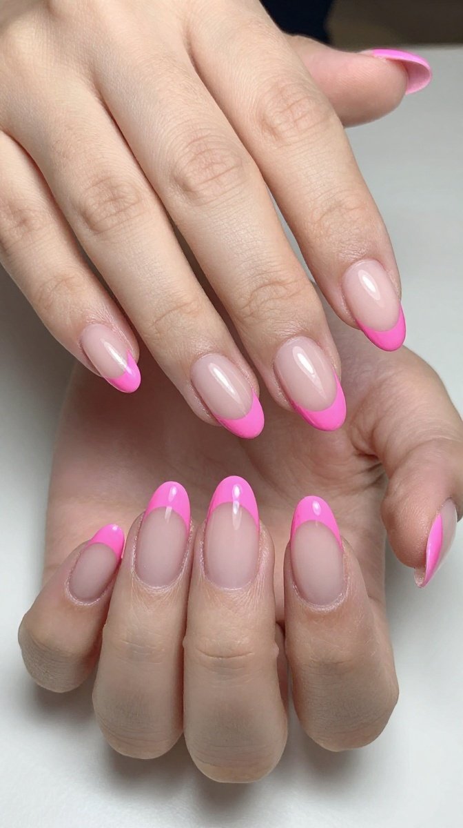 pink french tip nails