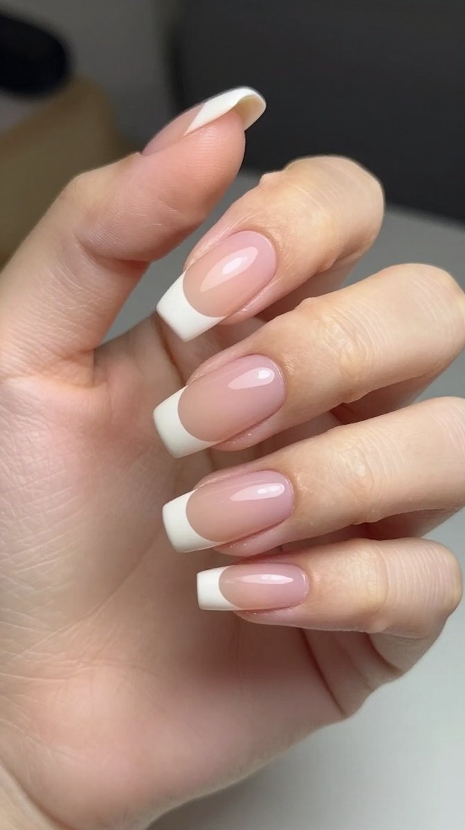 Almond Shape French Tips with Matte Finish