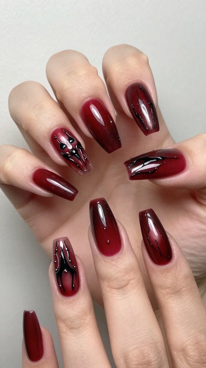 Bloody Chrome Nails – Edgy Spooky Nail Trends