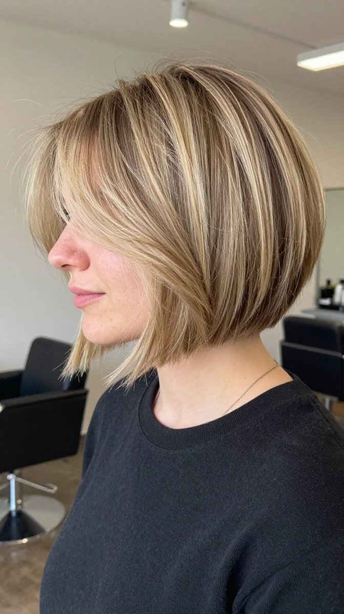 Blunt Cut Bob with Chunky Highlights