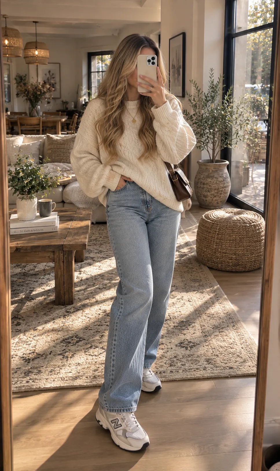 Boyfriend Jeans + Longline Sweater + Sneakers