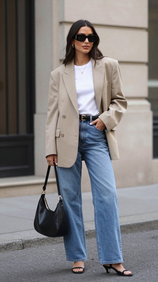 Chic Blazer + Baggy Jean Duo for a Stylish Twist