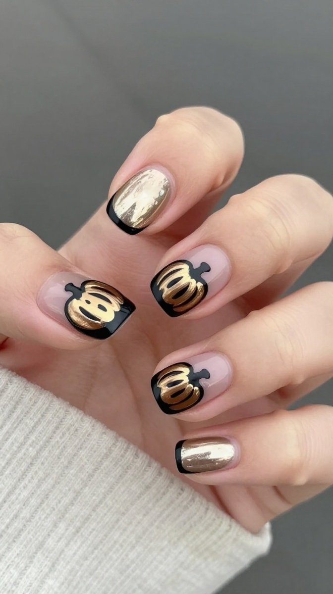 Chrome Metallic Pumpkins with Matte Black Outline