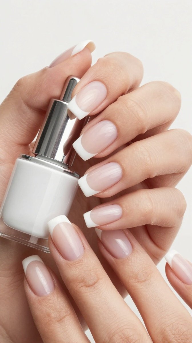 Chrome Square Tips with White French