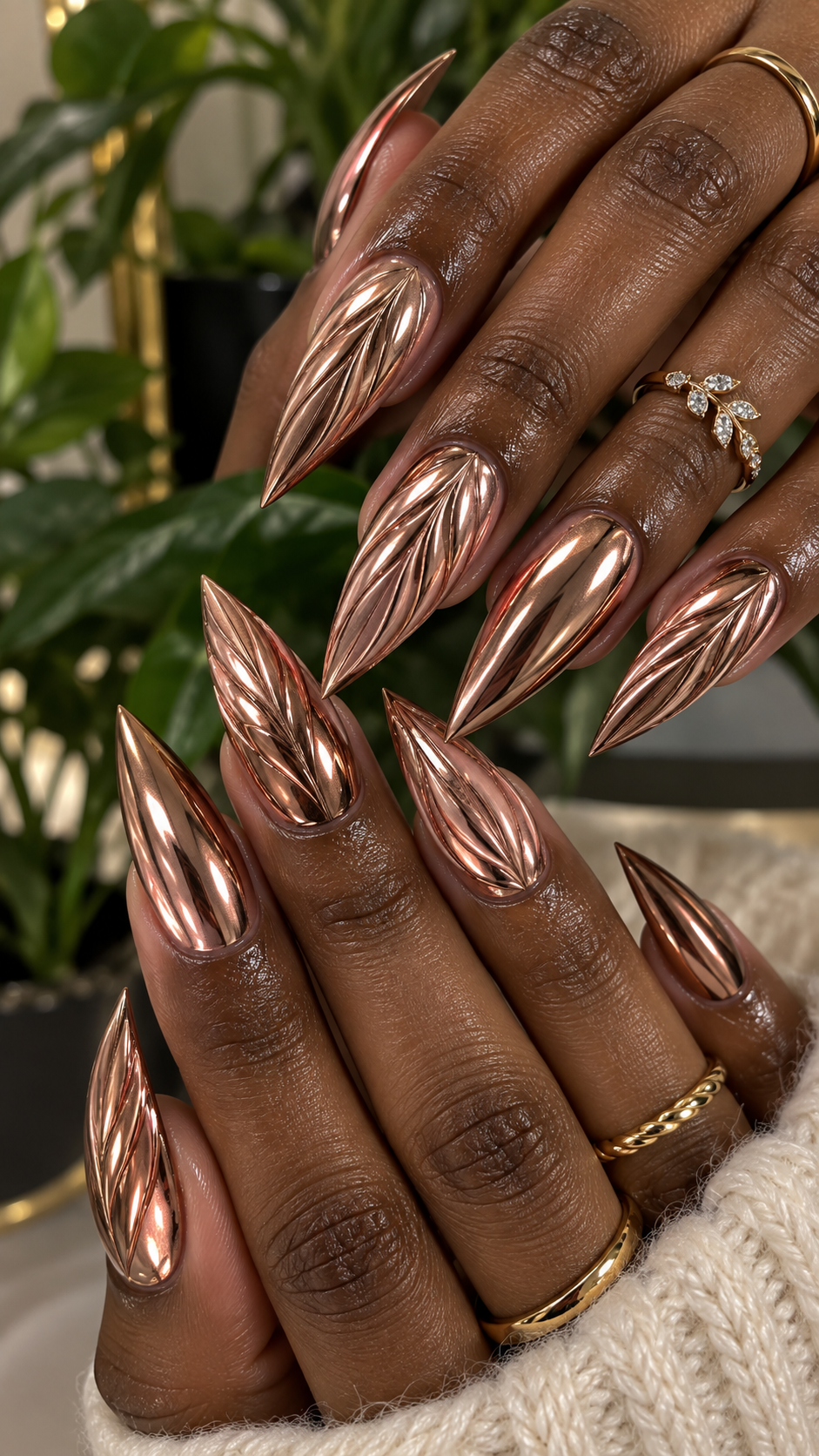 Chrome Stiletto Nails for That Instant Shine