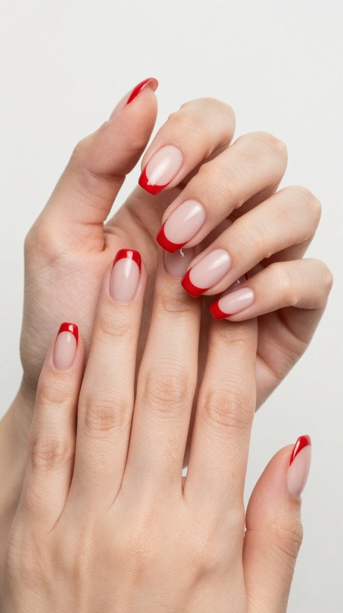 Classic Red French Tips nails