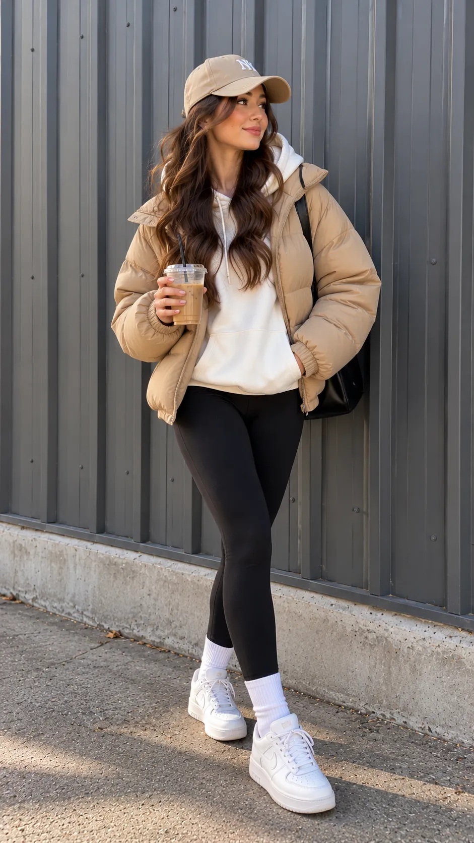 Hoodie + Puffer Jacket + Relaxed Jeans + Sneakers