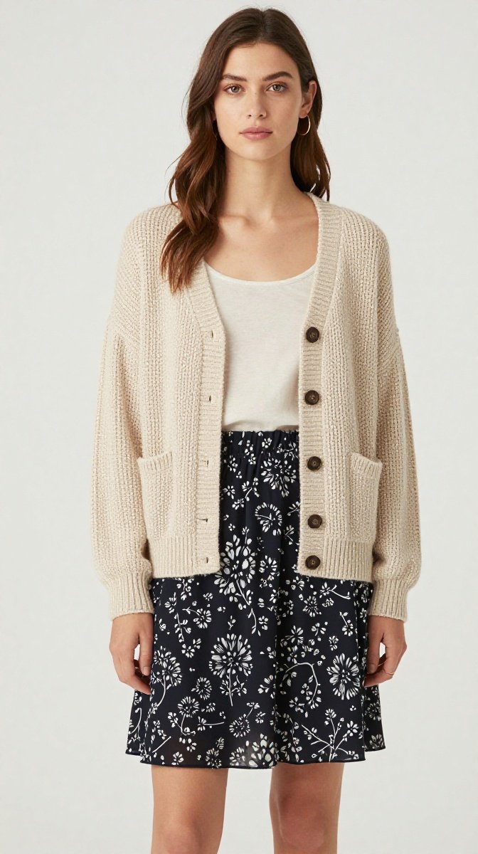 Loose Knit Cardigans + Floral Skirts