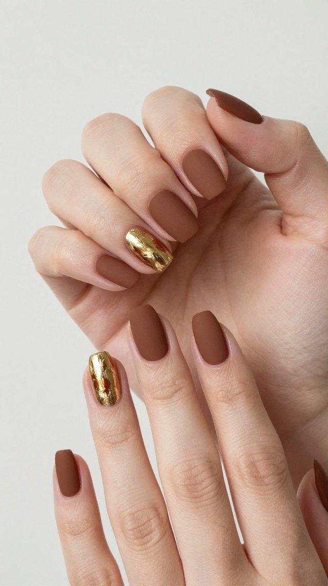 Matte Brown Pumpkin with Gold Foil Details