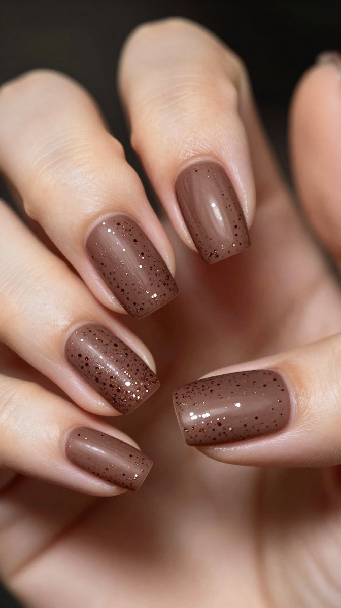 Matte Brown with Tiny Glitter Sparkle Dots