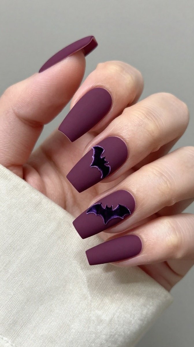 Matte Plum Almonds With Velvet Bat Accents