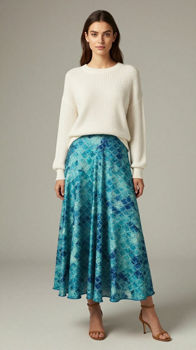 Mermaid Scale Sweater Duo with Flowy Skirt